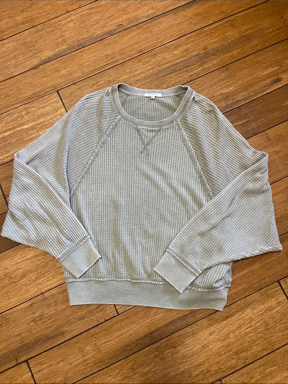 Z Supply Waffle Knit Crewneck Sweater - Light Olive